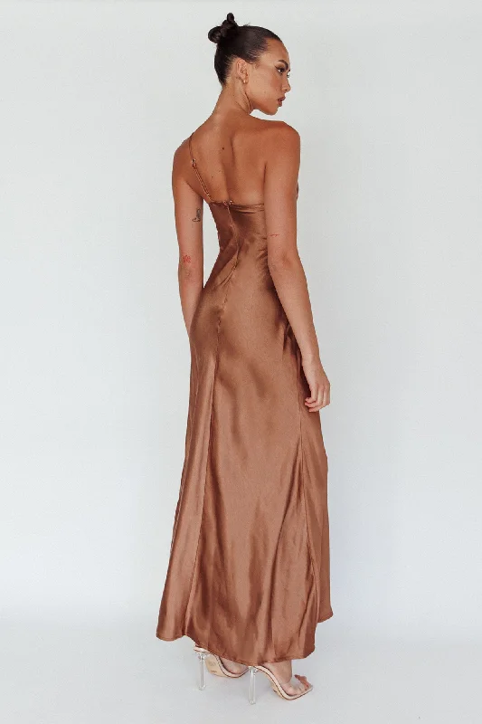 Twilight Tango One-Shoulder Maxi Dress Mocha