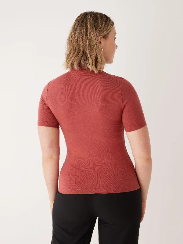 The Mid-Sleeve Mockneck in Deep Tamarin