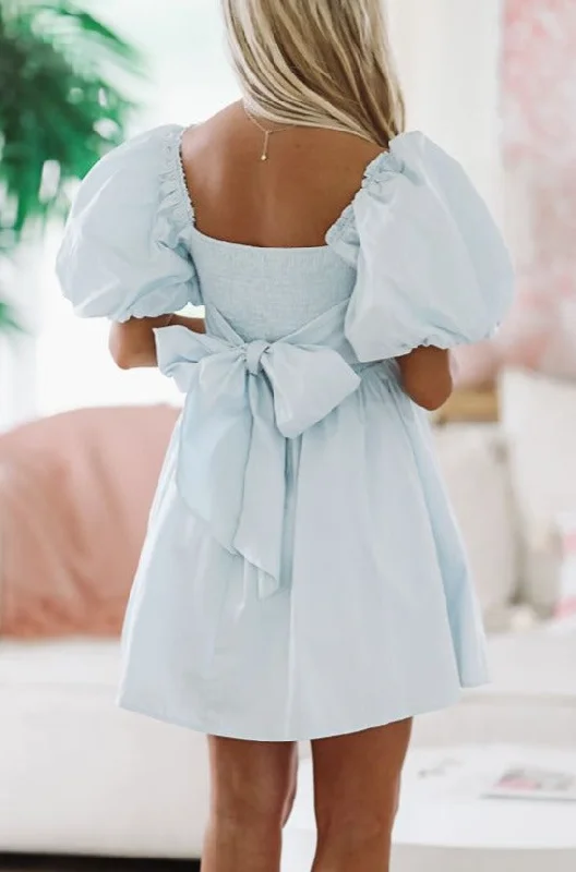 Around the Garden Mini Dress - Light Blue