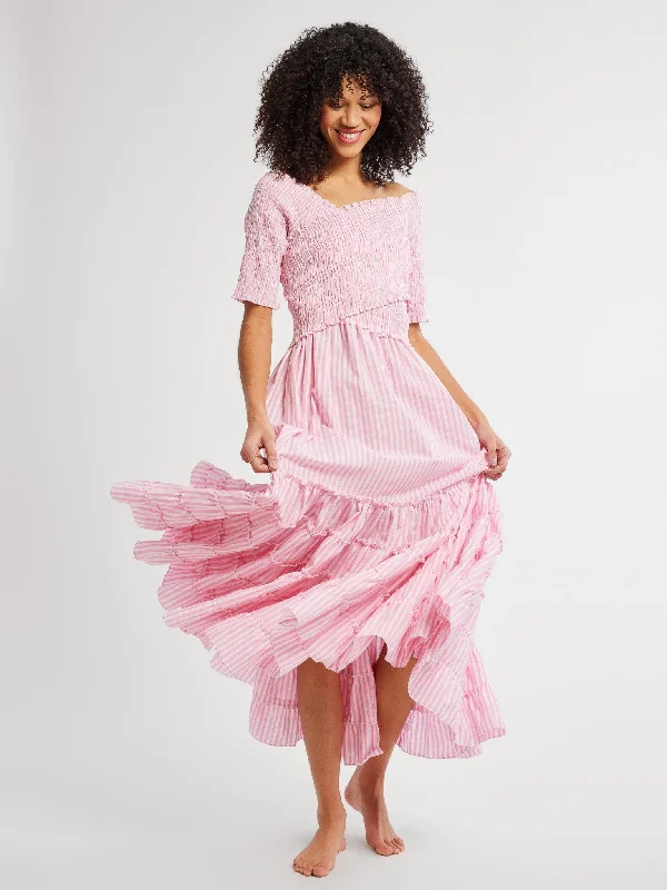 Celia Dress in Bubblegum Stripe