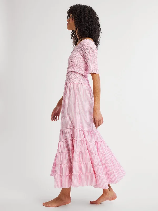 Celia Dress in Bubblegum Stripe