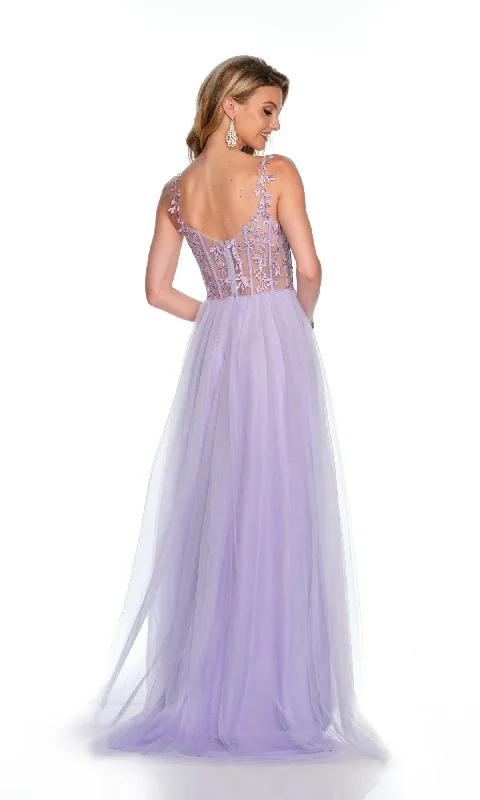 Dave and Johnny Sheer-Corset Long Prom Dress 11580