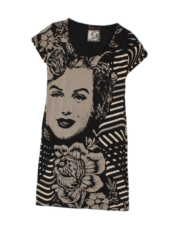 DESIGUAL Womens Marilyn Monroe Graphic Basic Dress UK 12 Medium Black