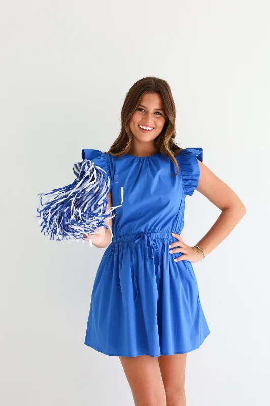 DRAWSTRING WAIST DRESS IN ROYAL