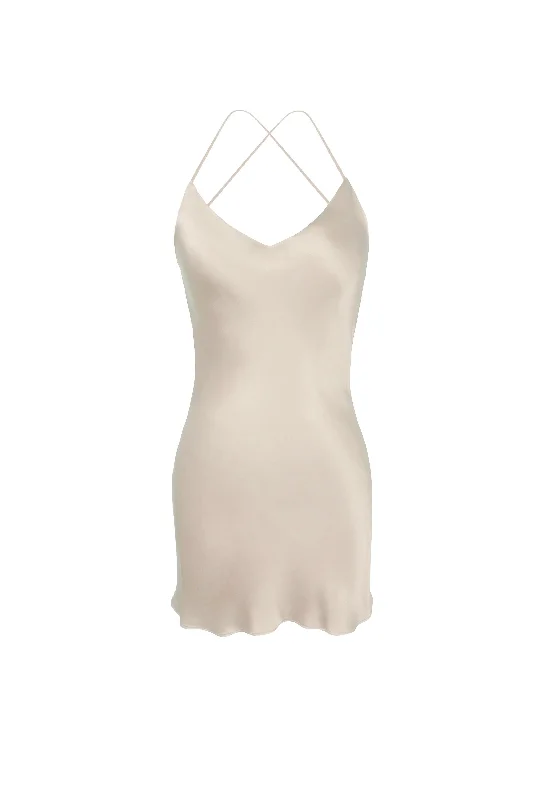 Dropper Silk Slip Dress - Limestone