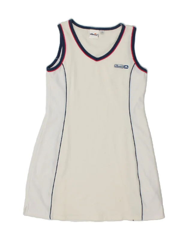 ELLESSE Womens Tennis Dress UK 12 Medium Off White Cotton