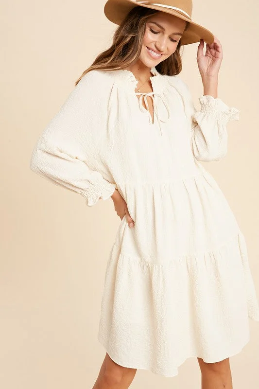 Elsie Ruffle Dress in Cream