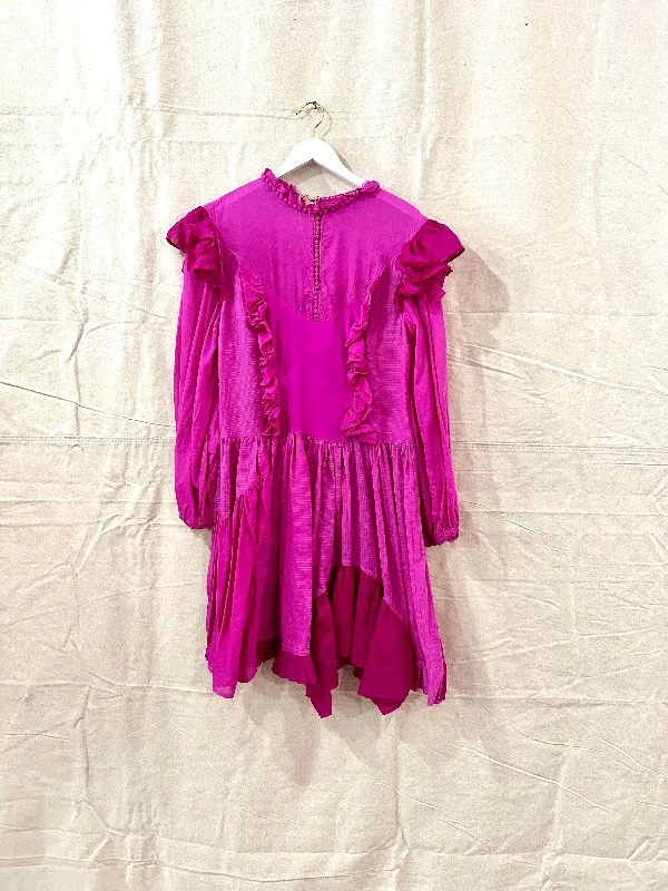 fuscia frill dress