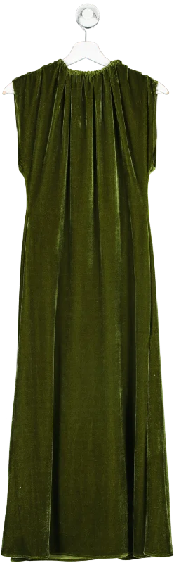 FLORERE Green Tie Back Velvet Dress UK 8