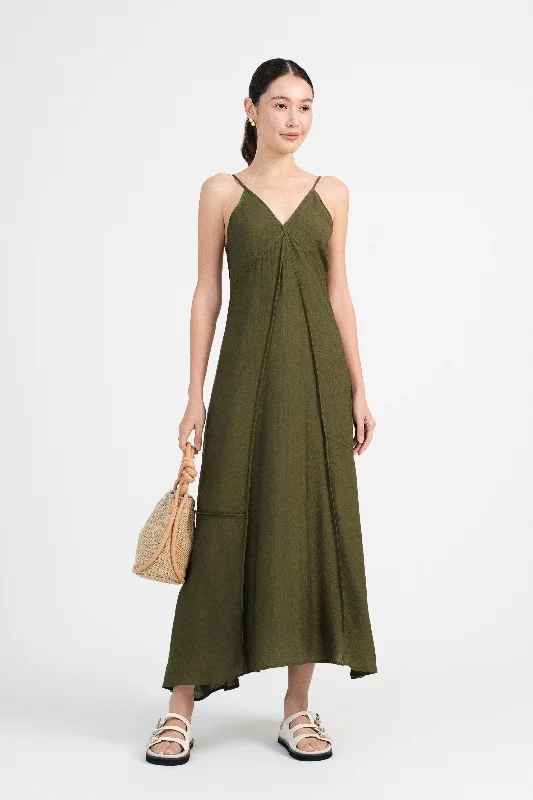 Frida Strap Maxi Dress in Juniper Green