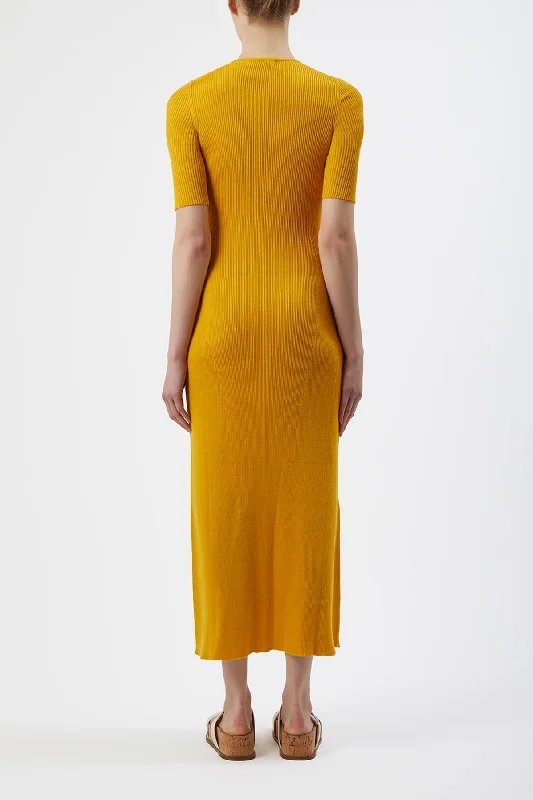 Johanna Knit Dress in Yellow Cashmere Silk