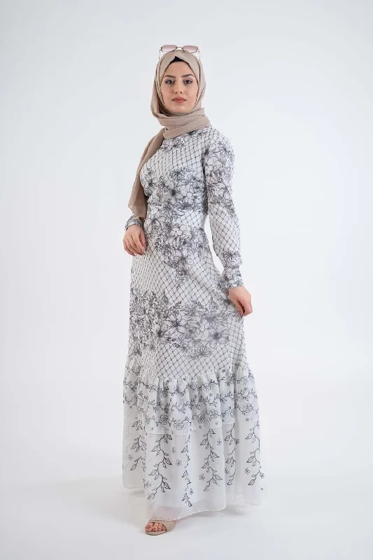 lacy Printed dress-Muslim Fashion