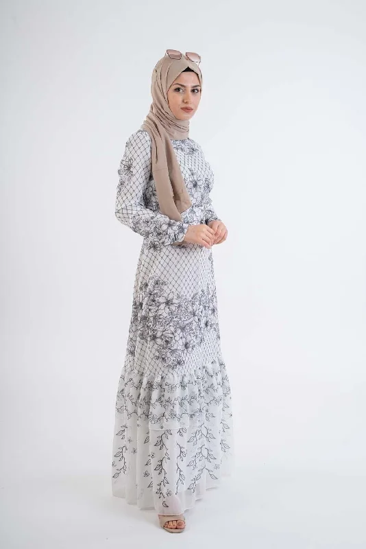 lacy Printed dress-Muslim Fashion