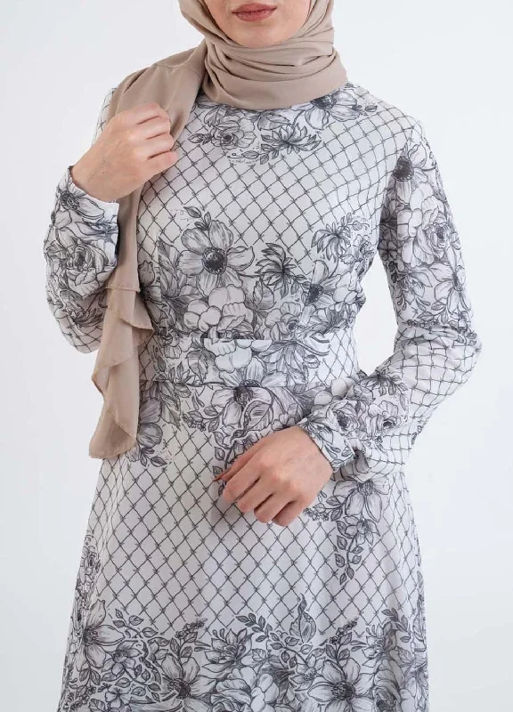 lacy Printed dress-Muslim Fashion