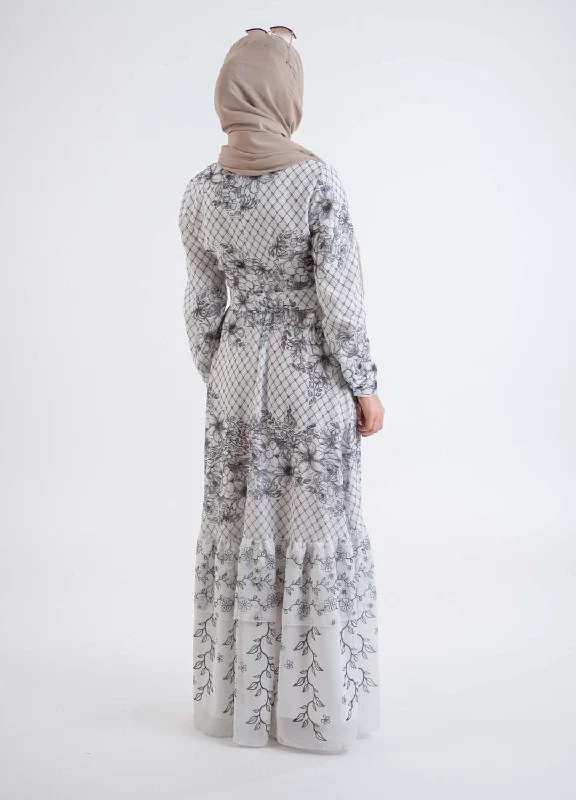 lacy Printed dress-Muslim Fashion