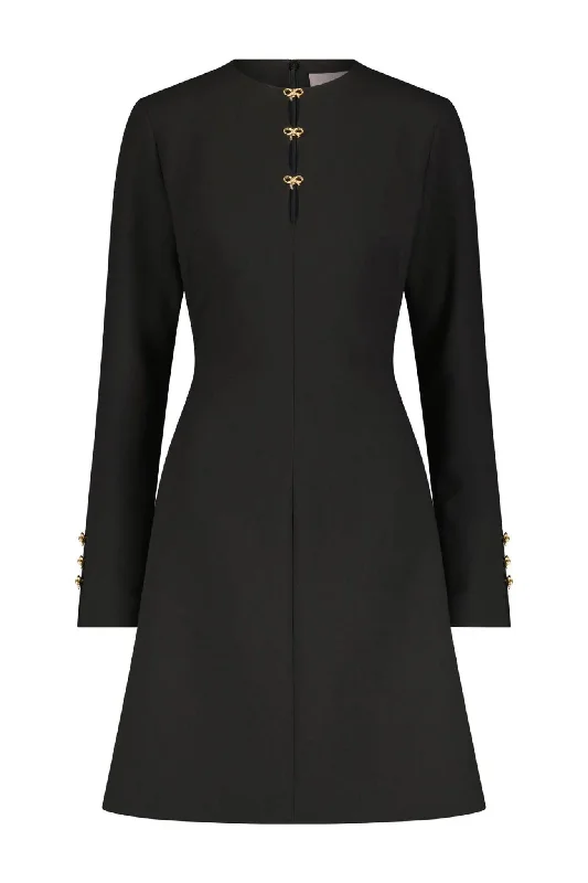 Lela Rose Long Sleeve Bow Detail Dress