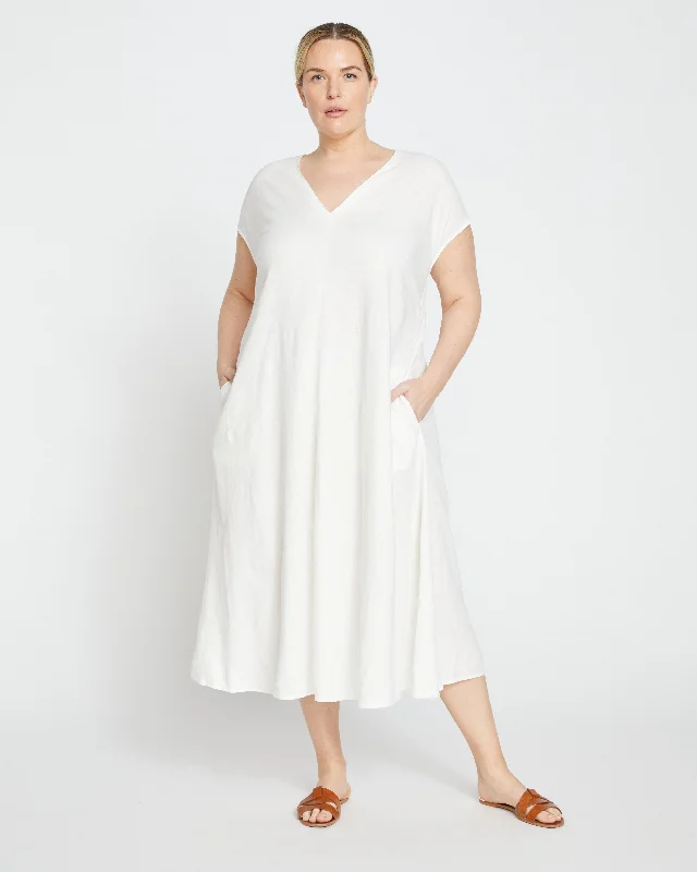 Louvre Bow Back Linen Dress - White