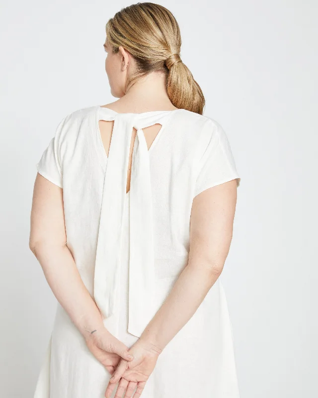 Louvre Bow Back Linen Dress - White