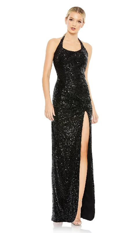 Long Black Sequin Halter Prom Dress 11279