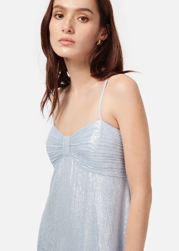 Marceline Metallic Chiffon Dress Bluebell