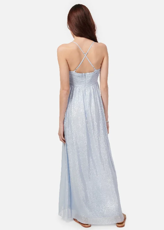 Marceline Metallic Chiffon Dress Bluebell