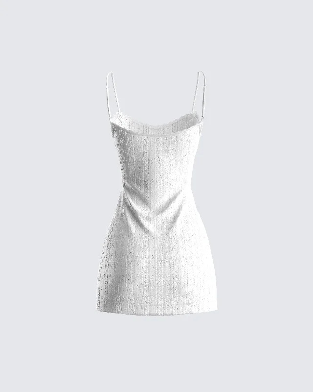 Mazi White Pointelle Mini Dress