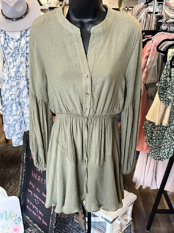 Olive Button Dress