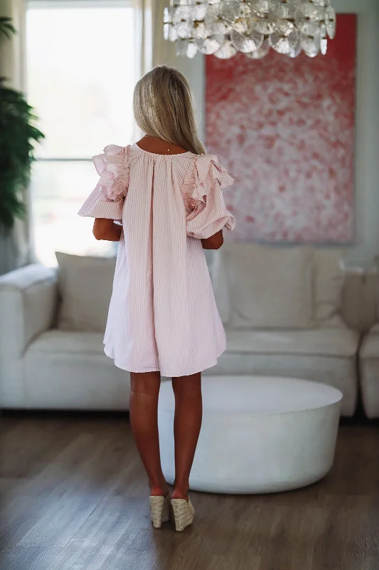 On Your Own Mini Dress - Pink and White