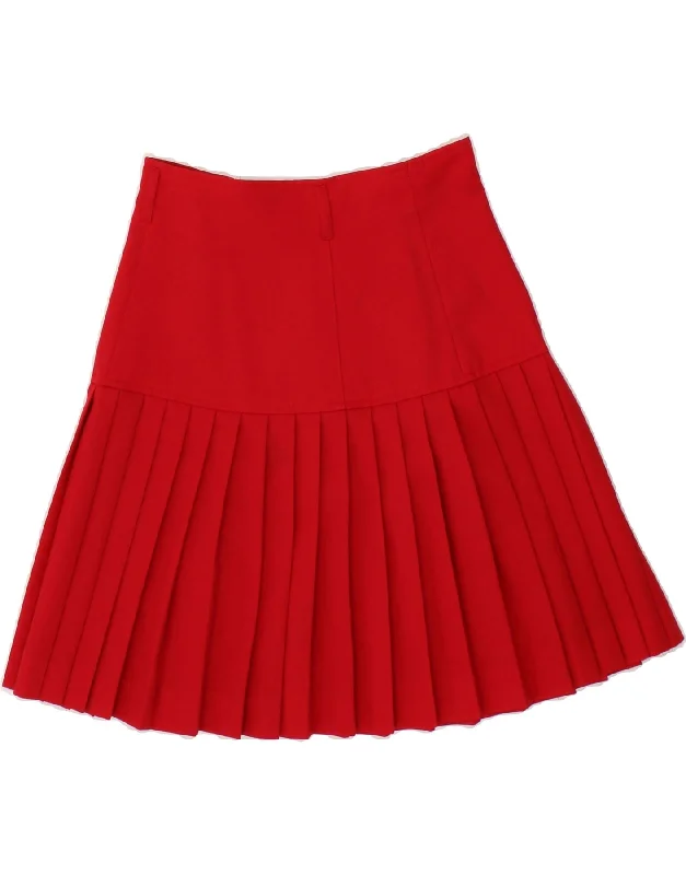 PENNY BLACK Womens Knife Pleated Skirt W26 Small  Red Virgin Wool