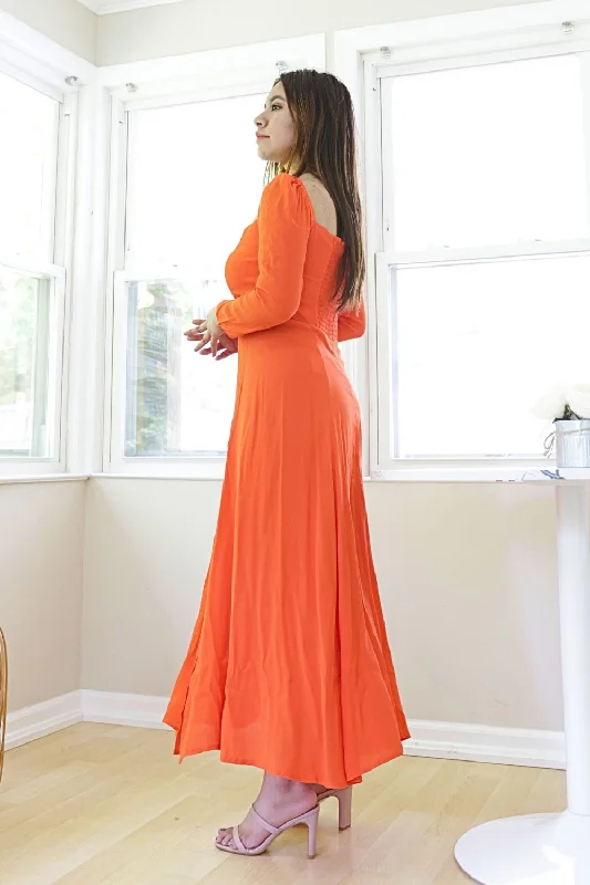 Petite Slit Midi Dress (Orange)