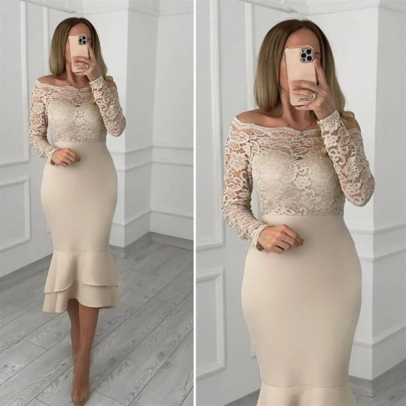 Robe à ourlet en dentelle - CRÈME TV dress REF:b555_S