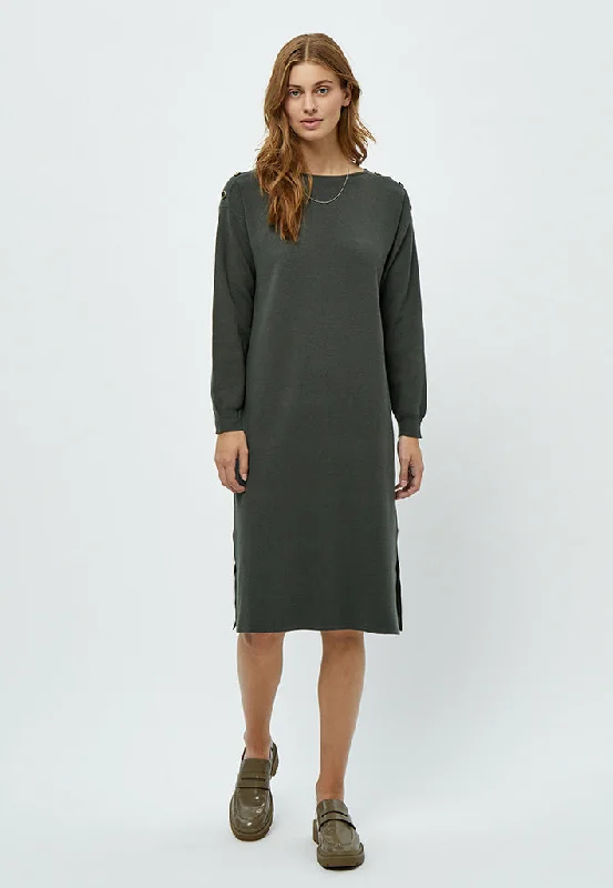 Rosalia Boat Neck Dress - Beluga Green