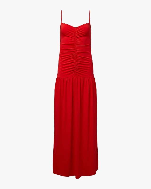 Ruched Front Scoop Maxi Dress