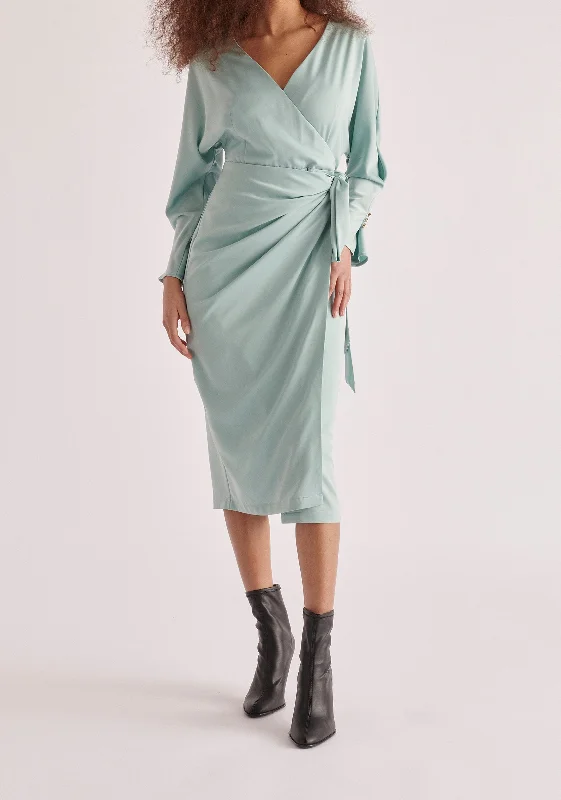 Satin Wrap Dress