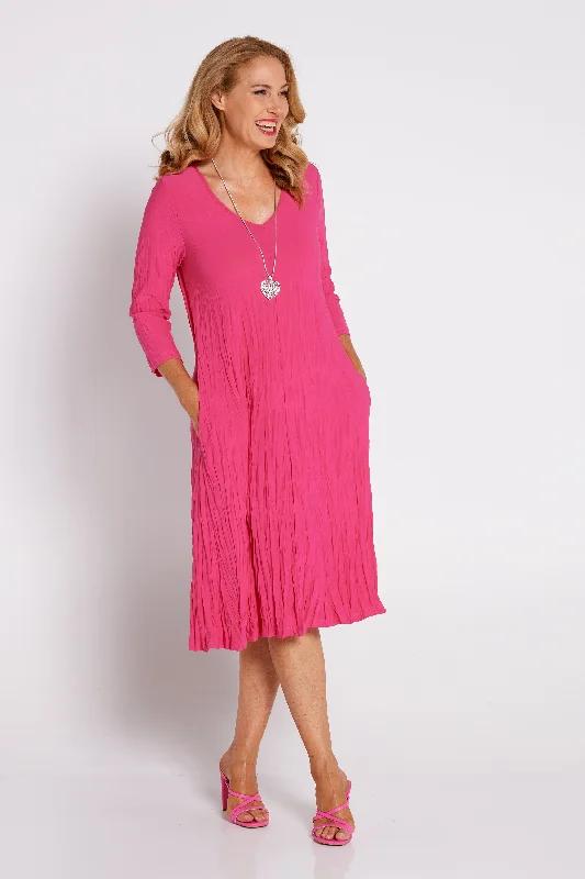 Sleeved Stella Dress - Fuchsia