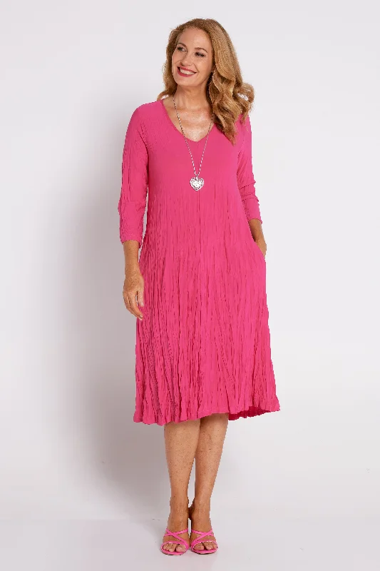 Sleeved Stella Dress - Fuchsia