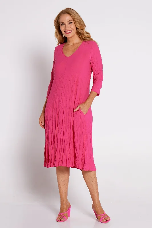 Sleeved Stella Dress - Fuchsia