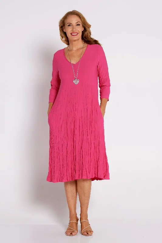 Sleeved Stella Dress - Fuchsia