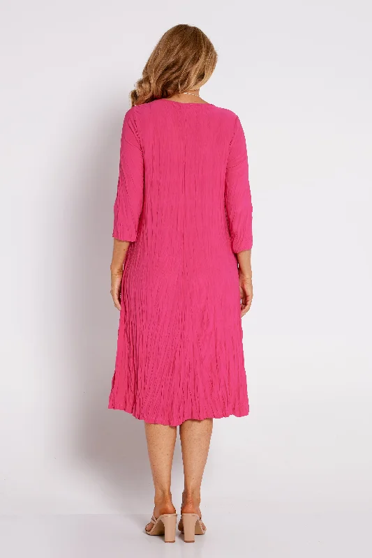 Sleeved Stella Dress - Fuchsia