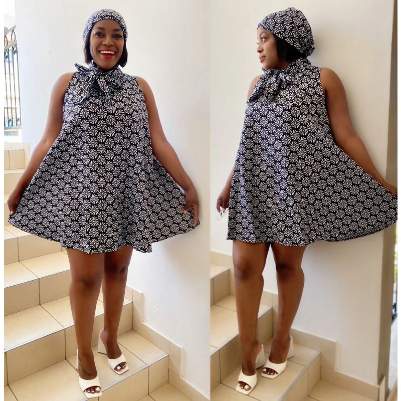 Sleeveless Mini Ankara Dress