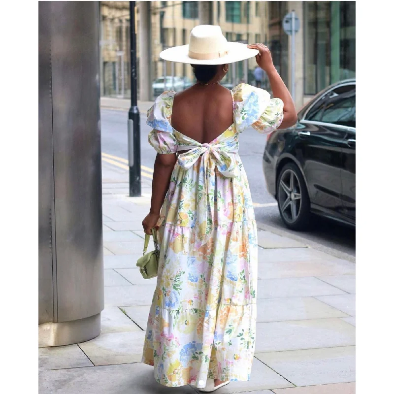 Tie Back Floral Dress