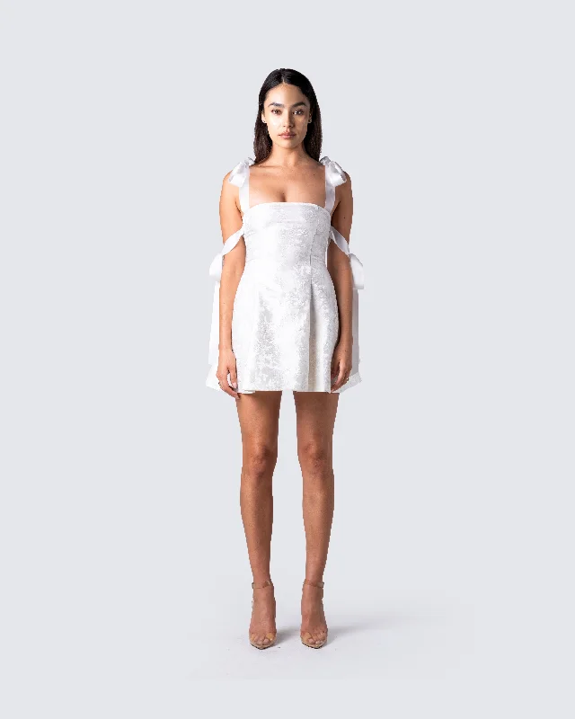 Valeria White Satin Mini Dress