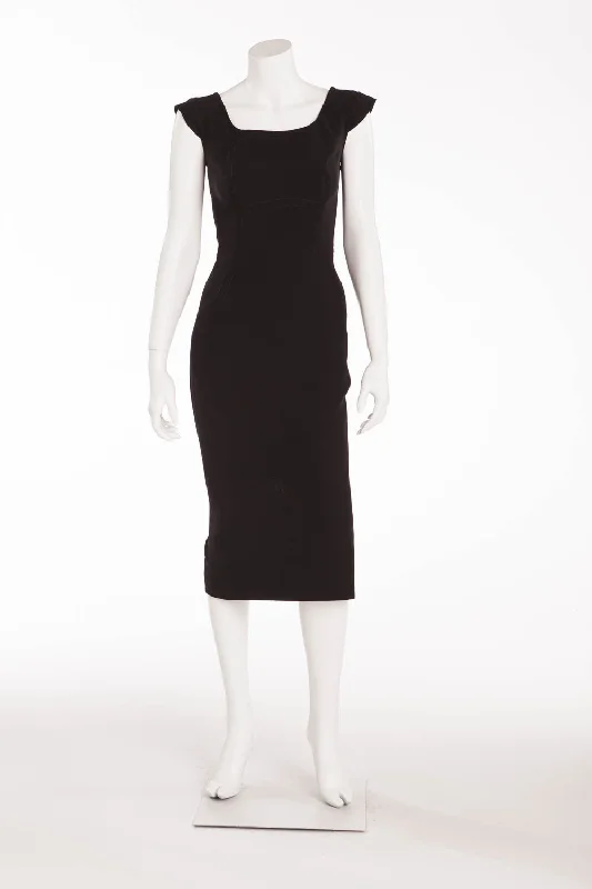 Victoria Beckham - Sleeveless Black Midi Dress - UK 10