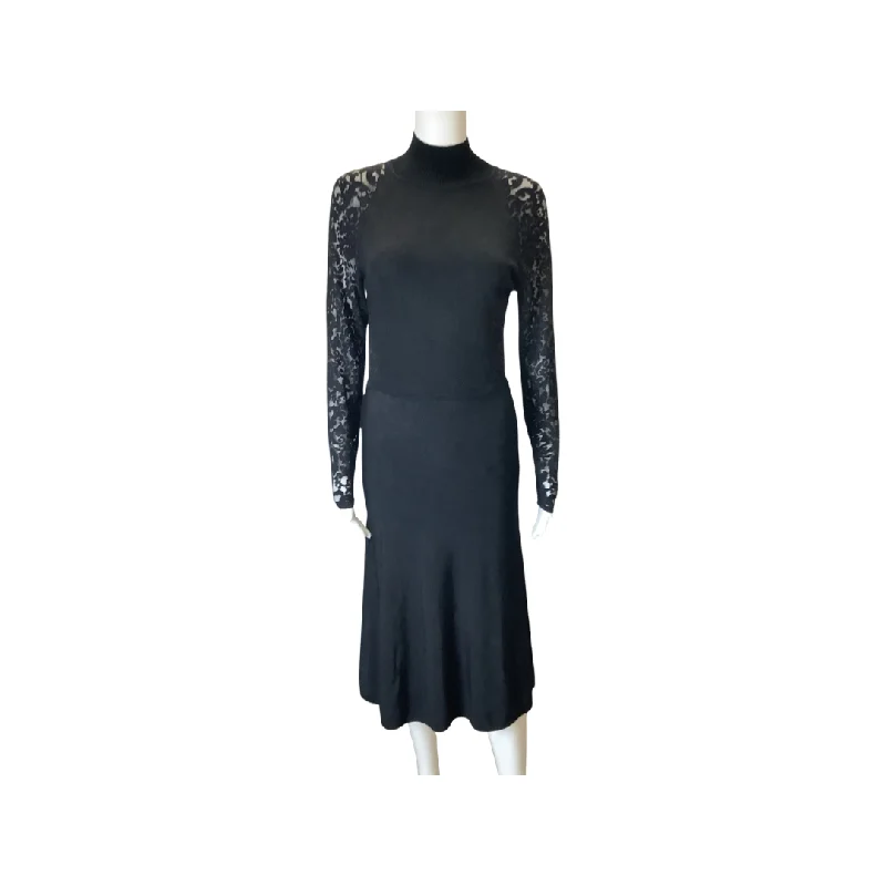 Vince Camuto Black Lace Sleeves and Back Sweater Dress Size S