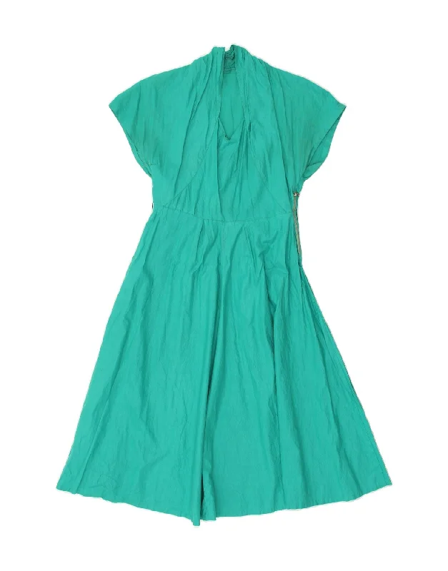 VINTAGE Womens A-Line Dress UK 8 Small Turquoise