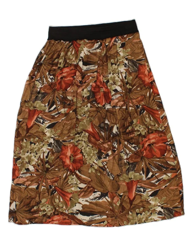 VINTAGE Womens A-Line Skirt W30 Medium  Brown Floral