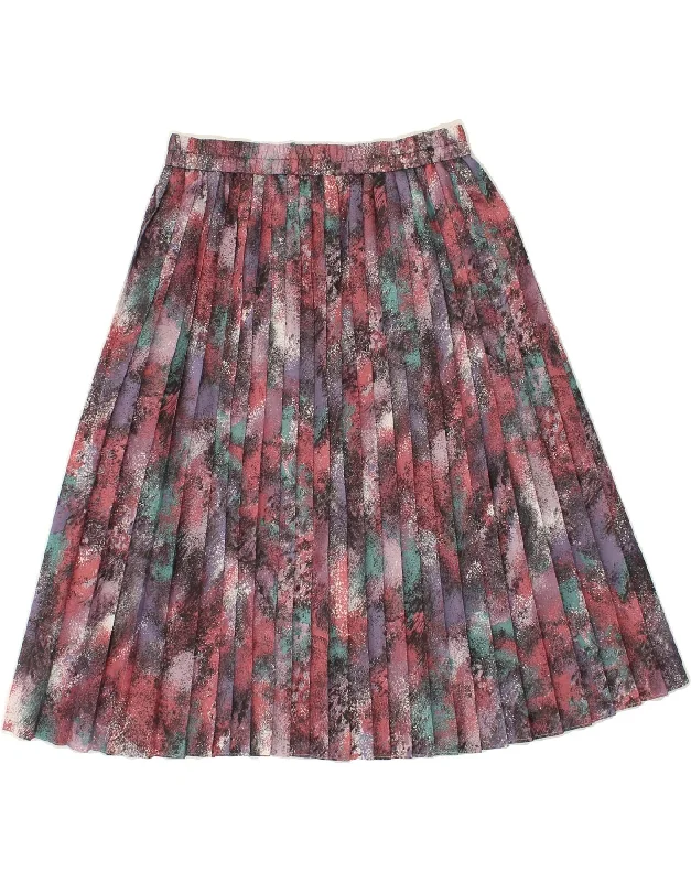 VINTAGE Womens Pleated Skirt EU 40 Medium W30 Multicoloured Colourblock