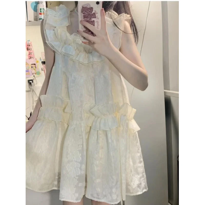 Women's Kawaii Ruffled Bubble Slip Dress