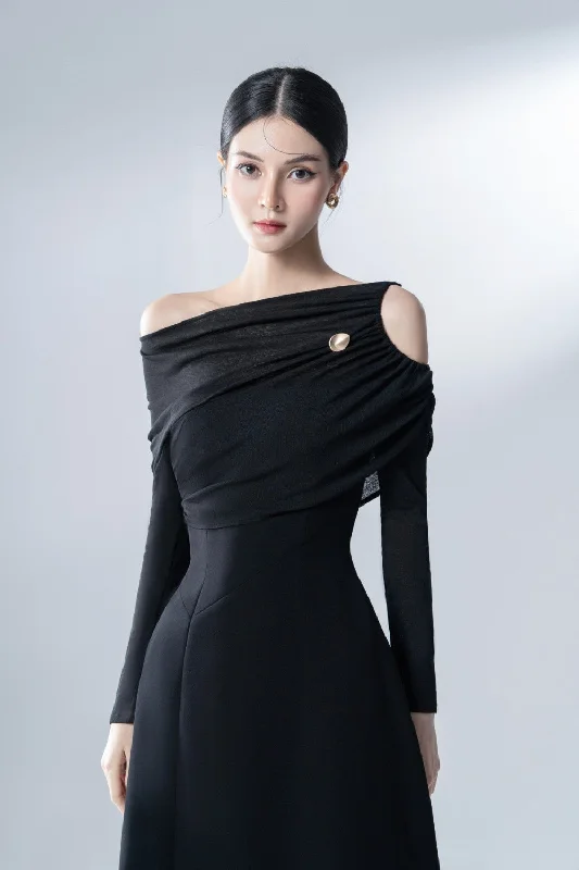 Off-shoulder Shrink Dress